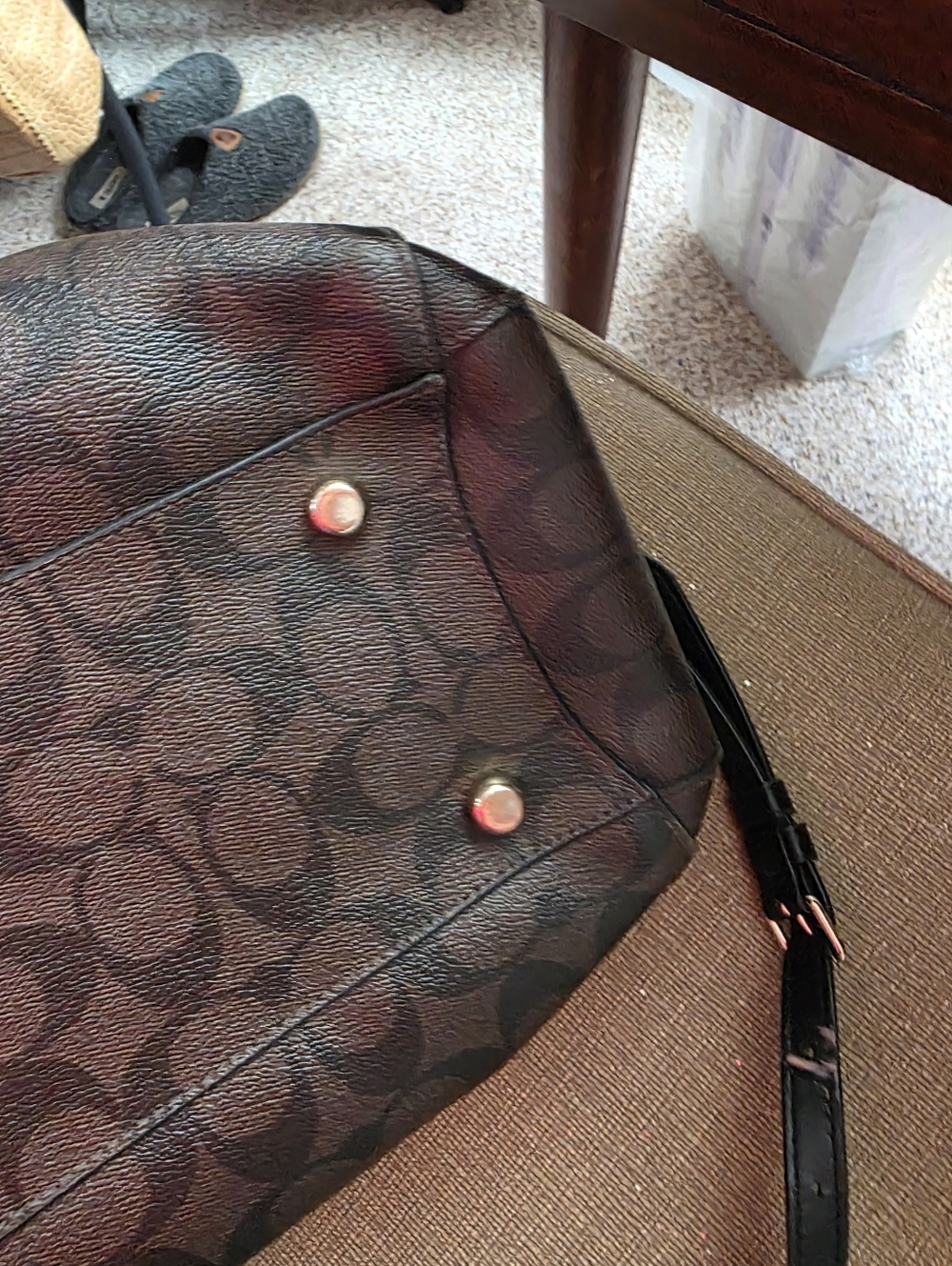 Coach Black Signature Satchel with Matching Pouch and Charm - Picture 10 of 14